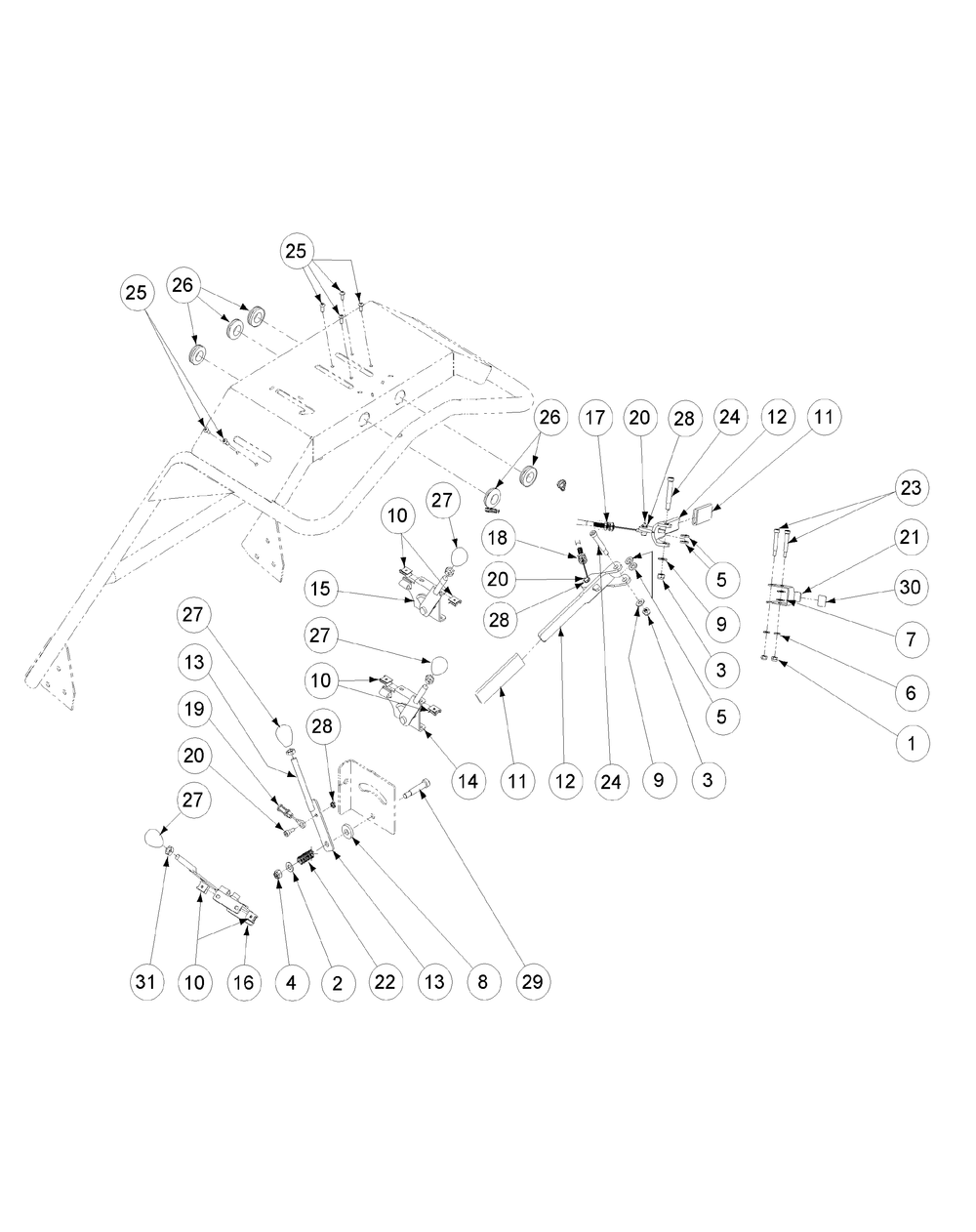 Control Assembly (2007 And Before) Diagram and Parts List for 56A443TH (750-XP)(2008 & Before) Cub Cadet Lawn Mower